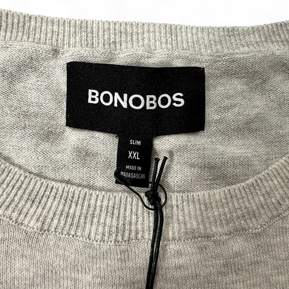 NWT Bonobos Slim Fit Crew Neck 100% Cotton Sweater Silver Casual Preppy Mens XXL - Picture 3 of 10